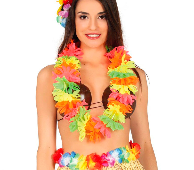 MULTICOLORED FLUORESCENT HAWAIIAN NECKLA