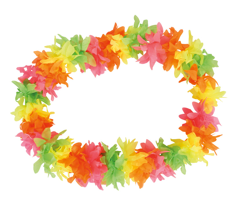 MULTICOLORED FLUORESCENT HAWAIIAN NECKLA