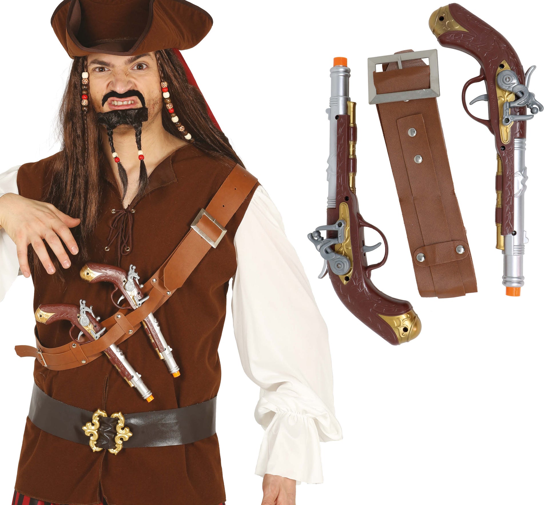CARTRIDGE BELT WITH TWO PIRATE GUNS