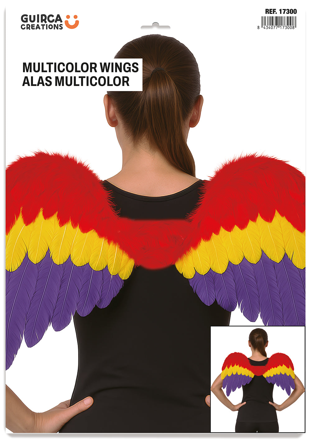 MULTICOLORED FEATHER WINGS 60 X 40 CM