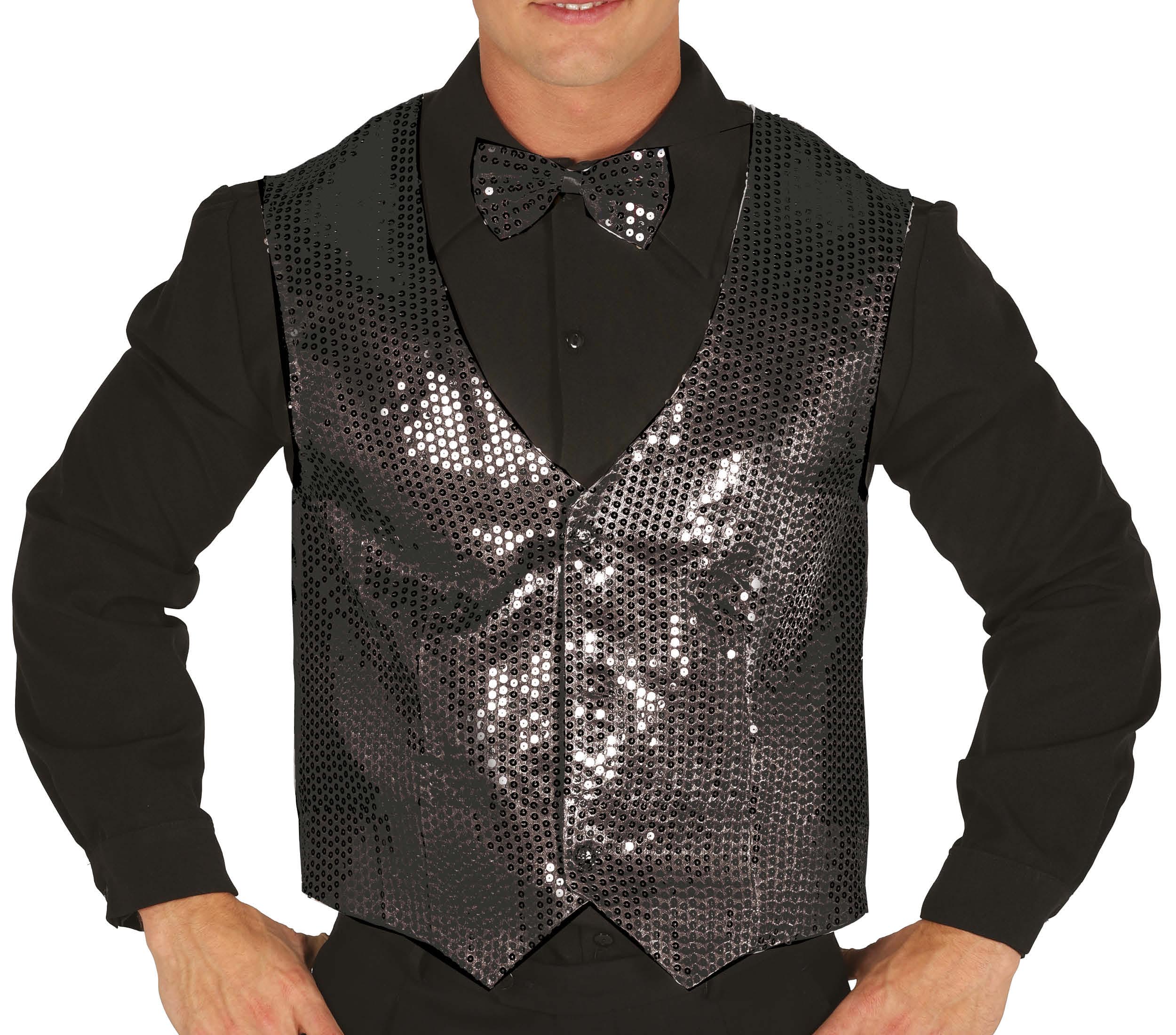 SEQUIN WAISTCOAT BLACK ADULT