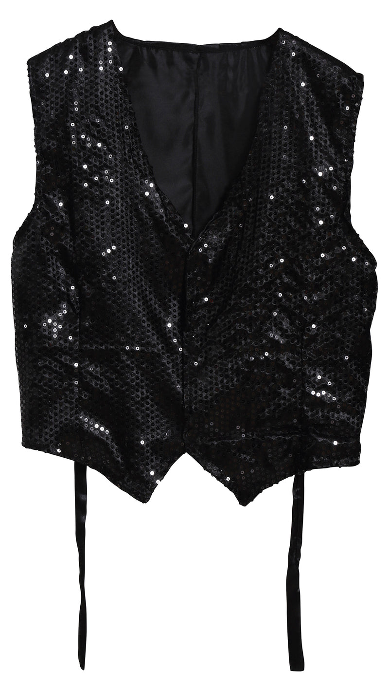 SEQUIN WAISTCOAT BLACK ADULT