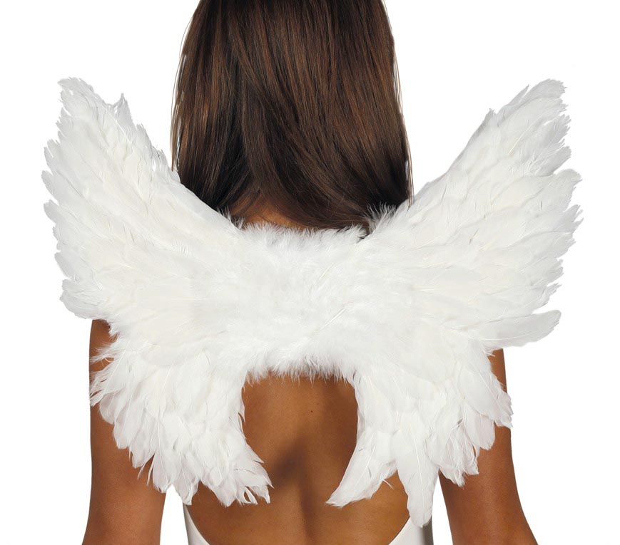 WHITE FEATHERS WINGS 55X45 CM