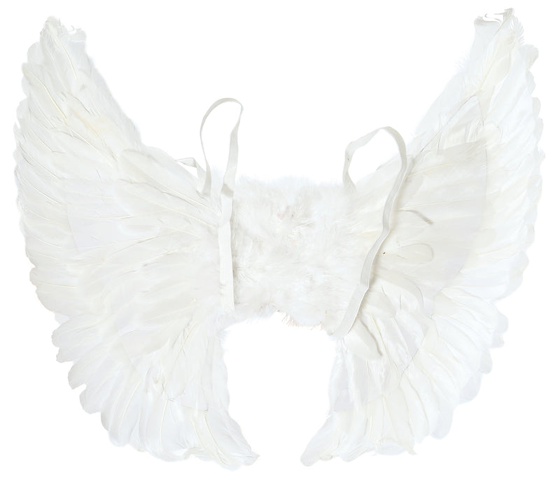 WHITE FEATHERS WINGS 55X45 CM