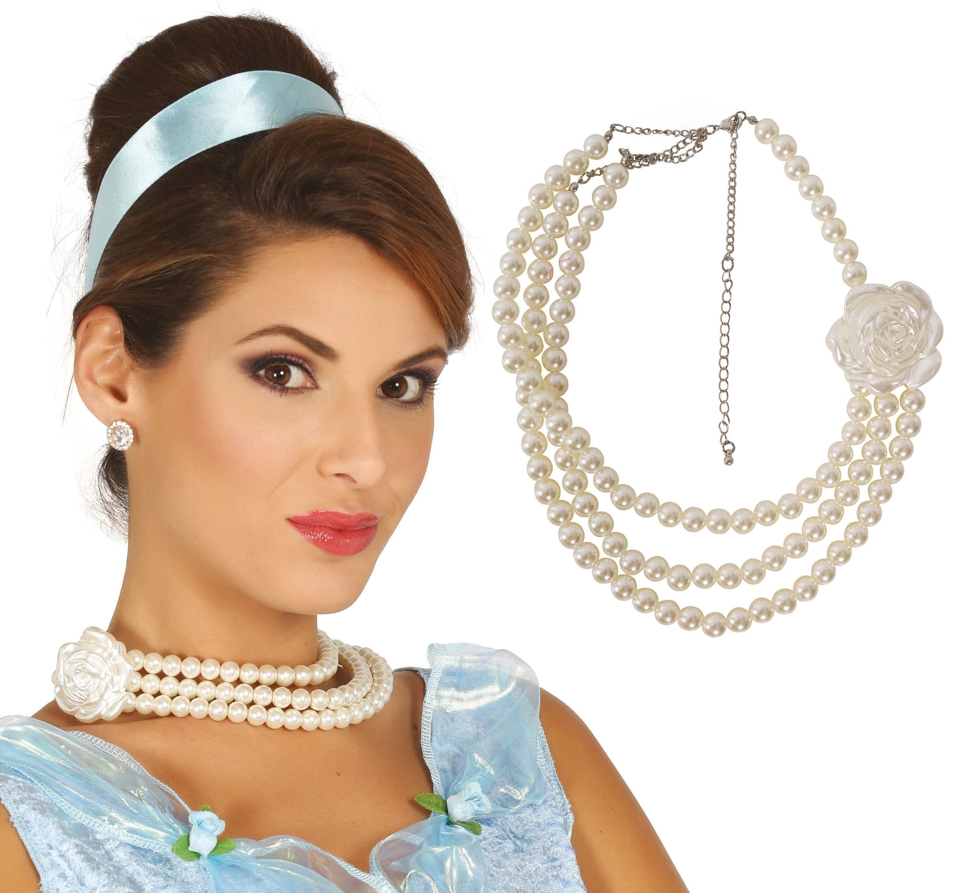 PEARLS NECKLACE WITH FLOWER