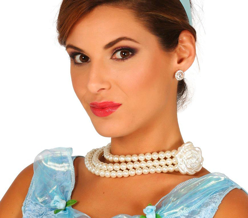 PEARLS NECKLACE WITH FLOWER