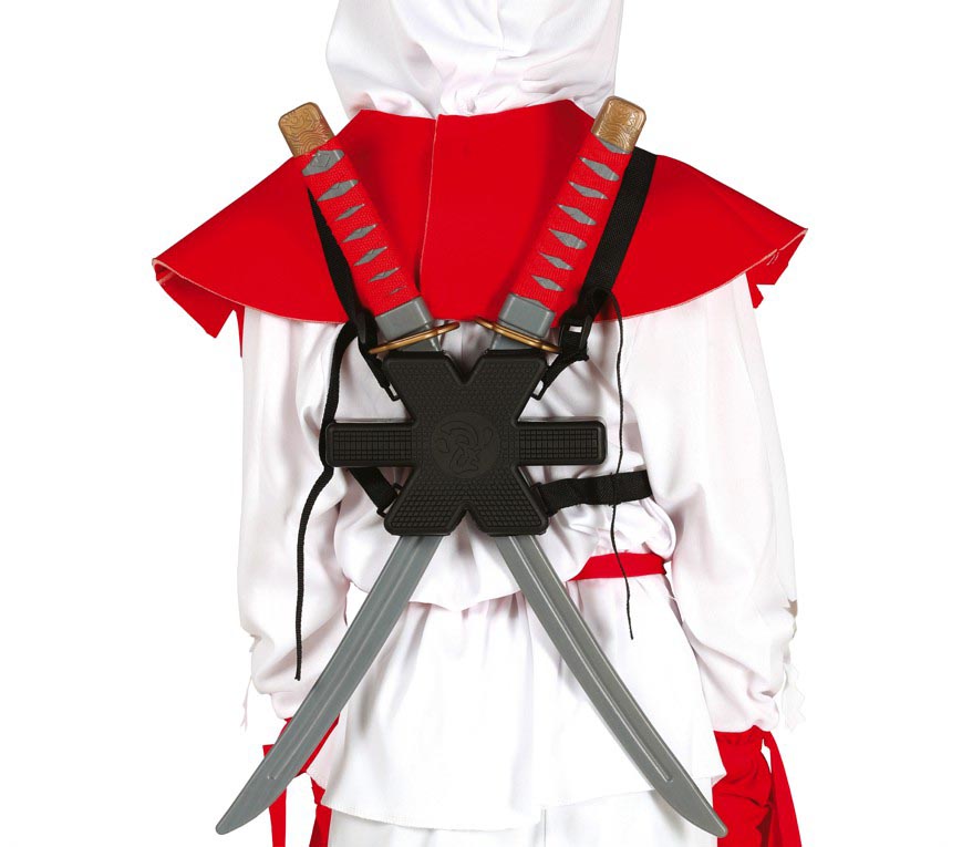 2 SHOULDER SAMURAI SWORDS 55 CM