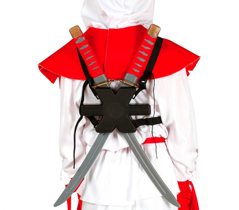 2 SHOULDER SAMURAI SWORDS 55 CM