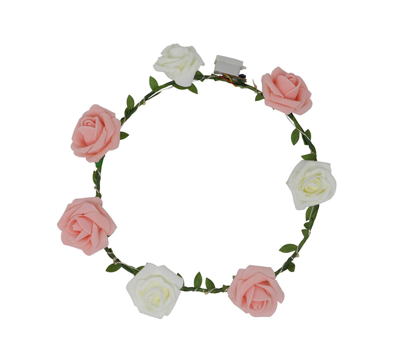 PINK FLOWERS CROWN WITH LIGHT