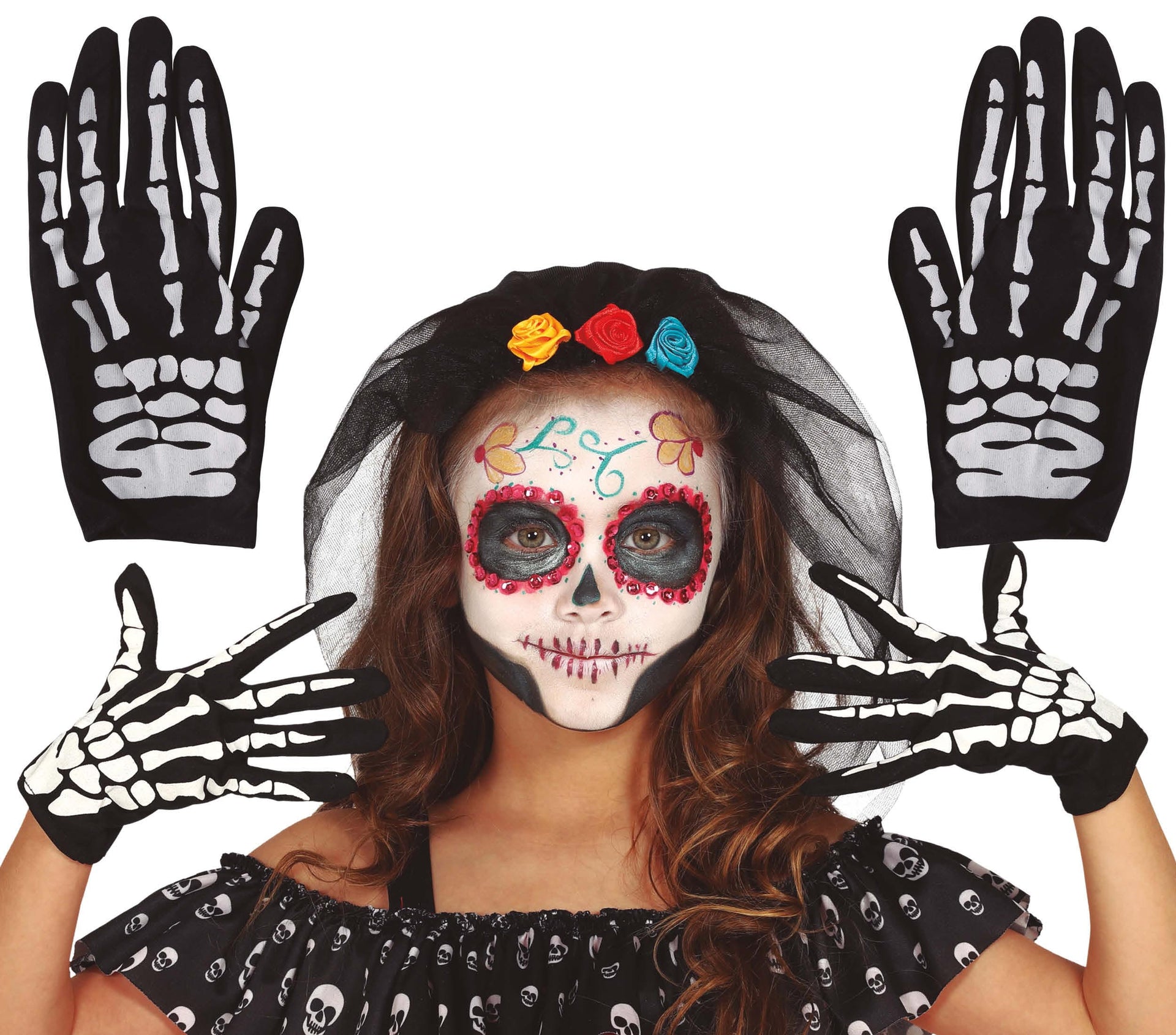 SKELETON GLOVES, 22 CMS. CHILDREN