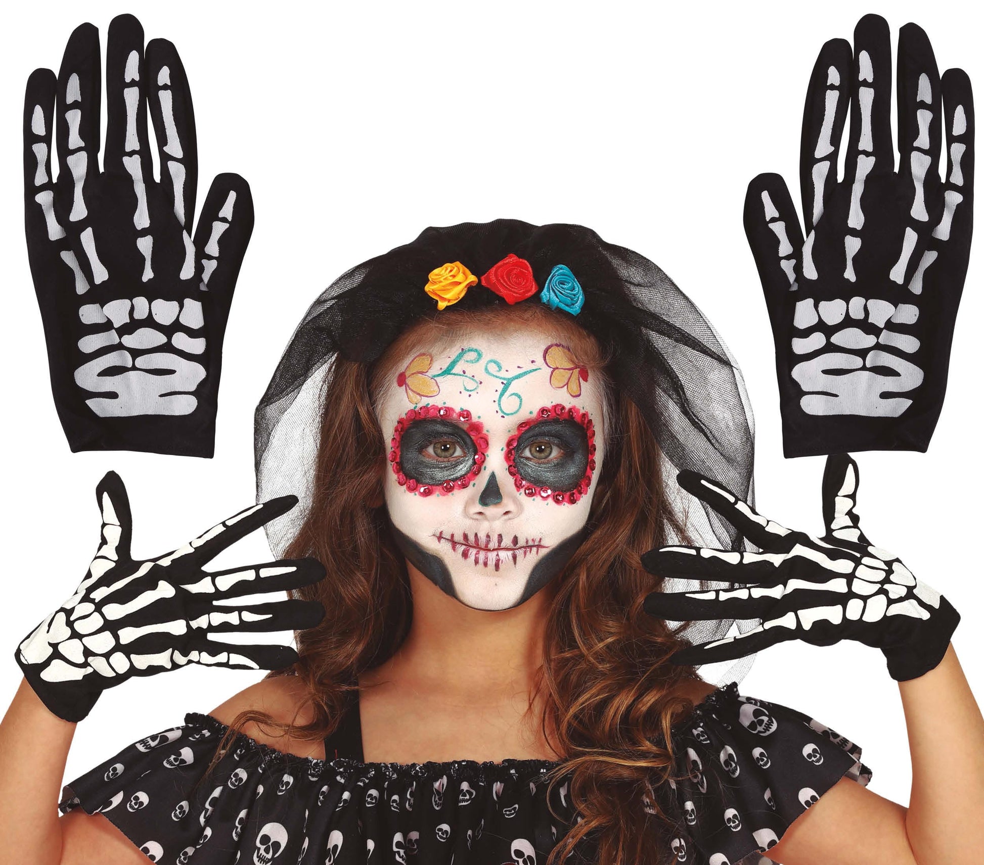 SKELETON GLOVES, 22 CMS. CHILDREN