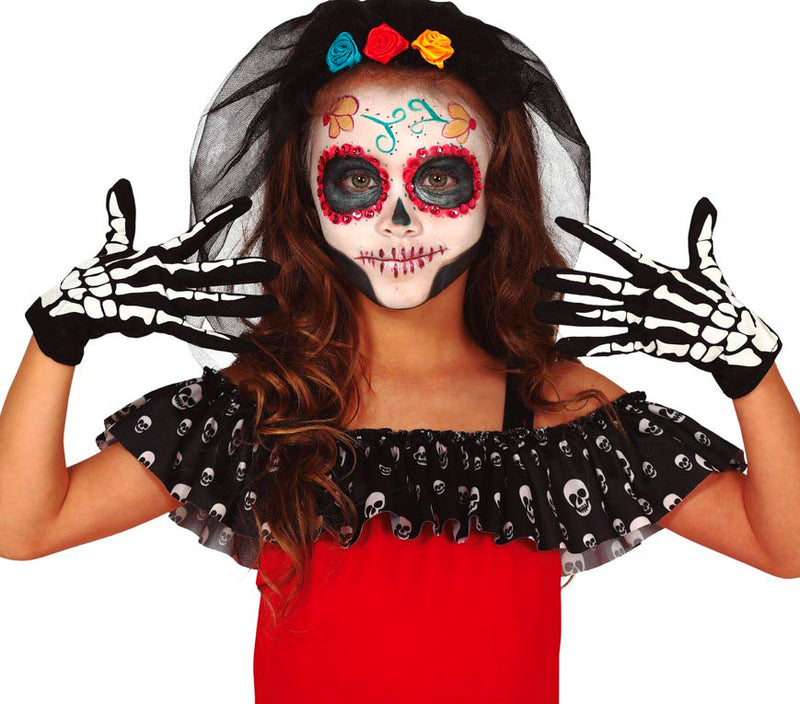 SKELETON GLOVES, 22 CMS. CHILDREN