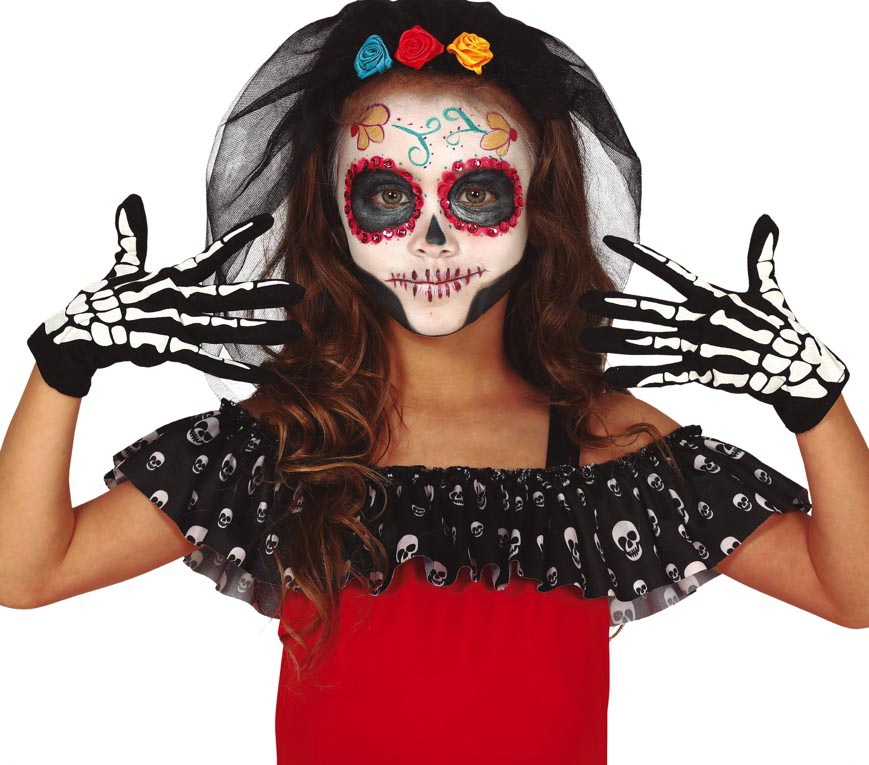 SKELETON GLOVES, 22 CMS. CHILDREN