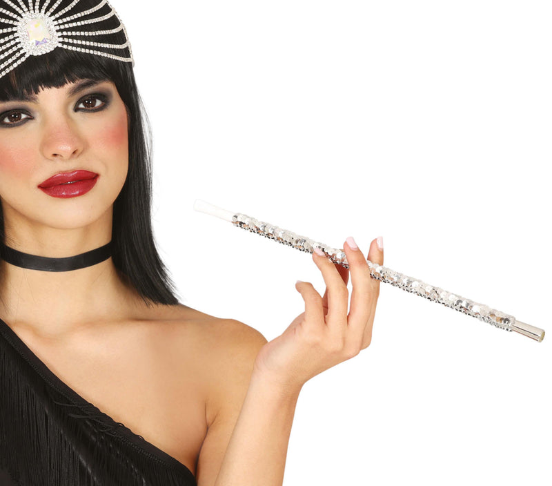 20S CIGARETTE HOLDER SILVER SEQUIN, 30 CM