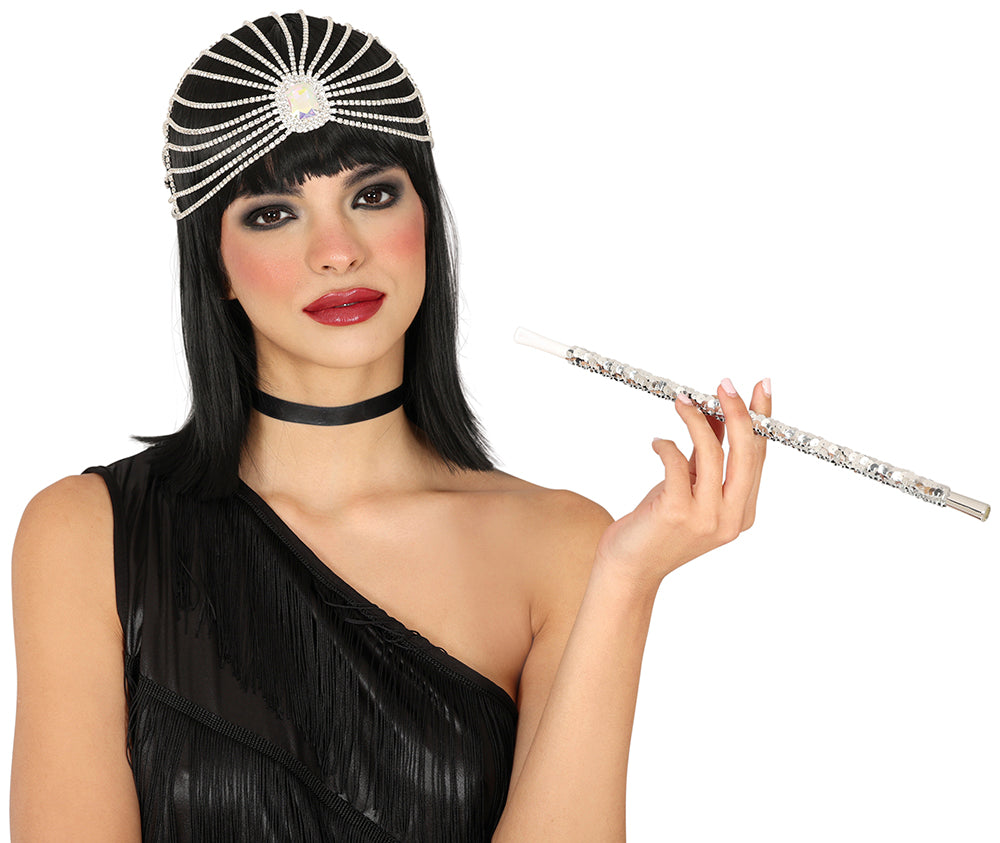 20S CIGARETTE HOLDER SILVER SEQUIN, 30 CM