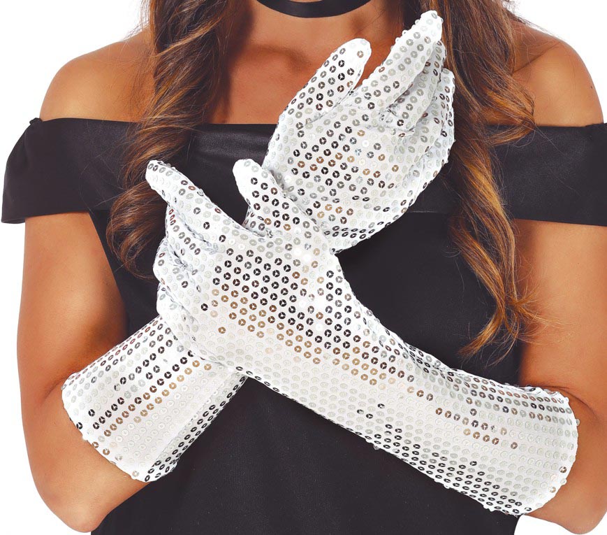 SEQUIN GLOVES, 39 CM HQ
