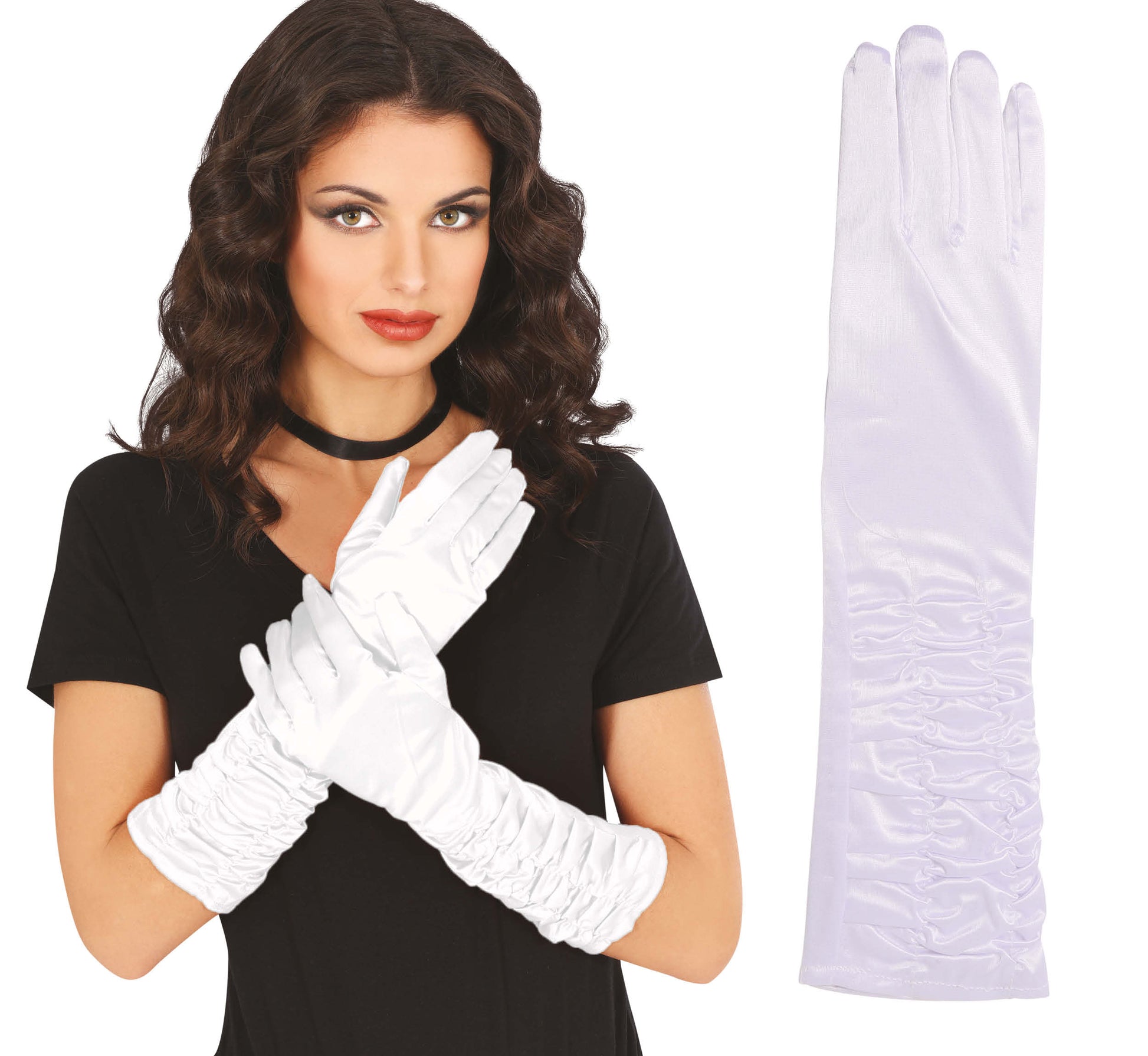 CRINCKLED GLOVES, 40 CM