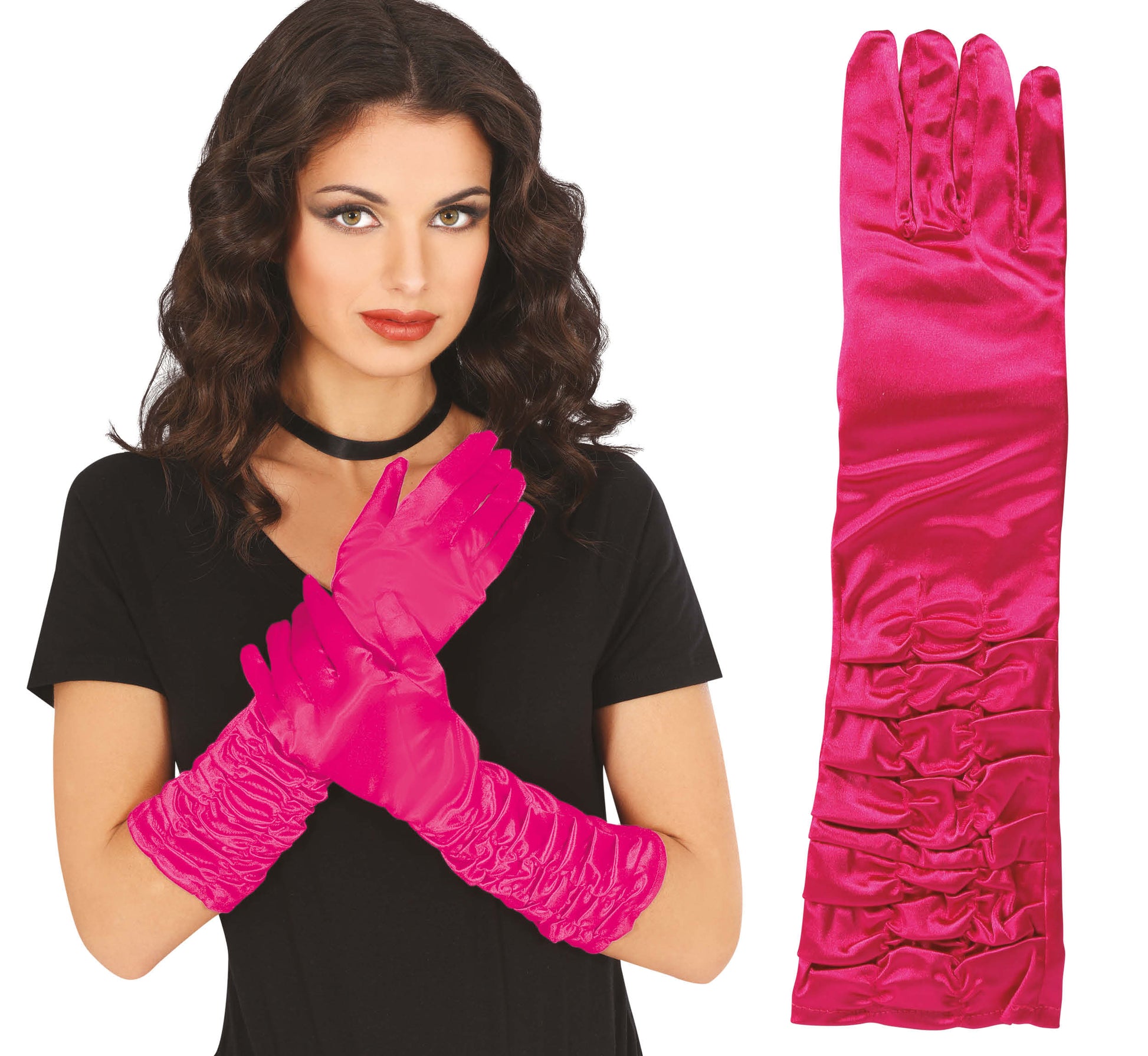 CRINCKLED GLOVES, 40 CM