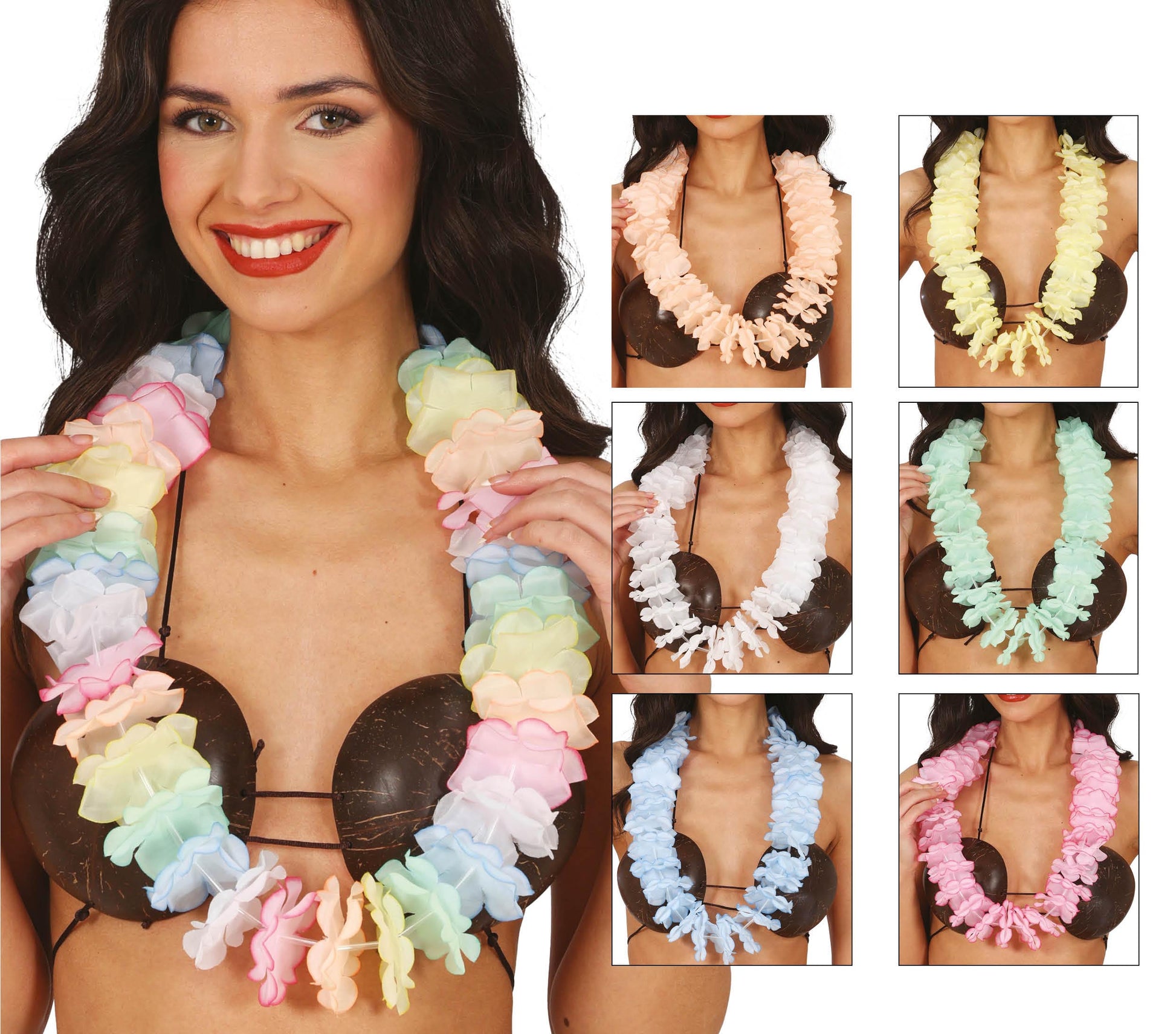 HAWAIIAN NECKLACE ASSORTED (FLOWER 6.5 CM)
