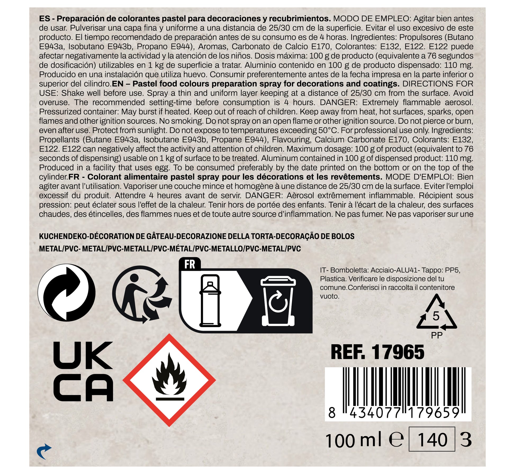 CAKE DECORATION SPRAY, 100 ML