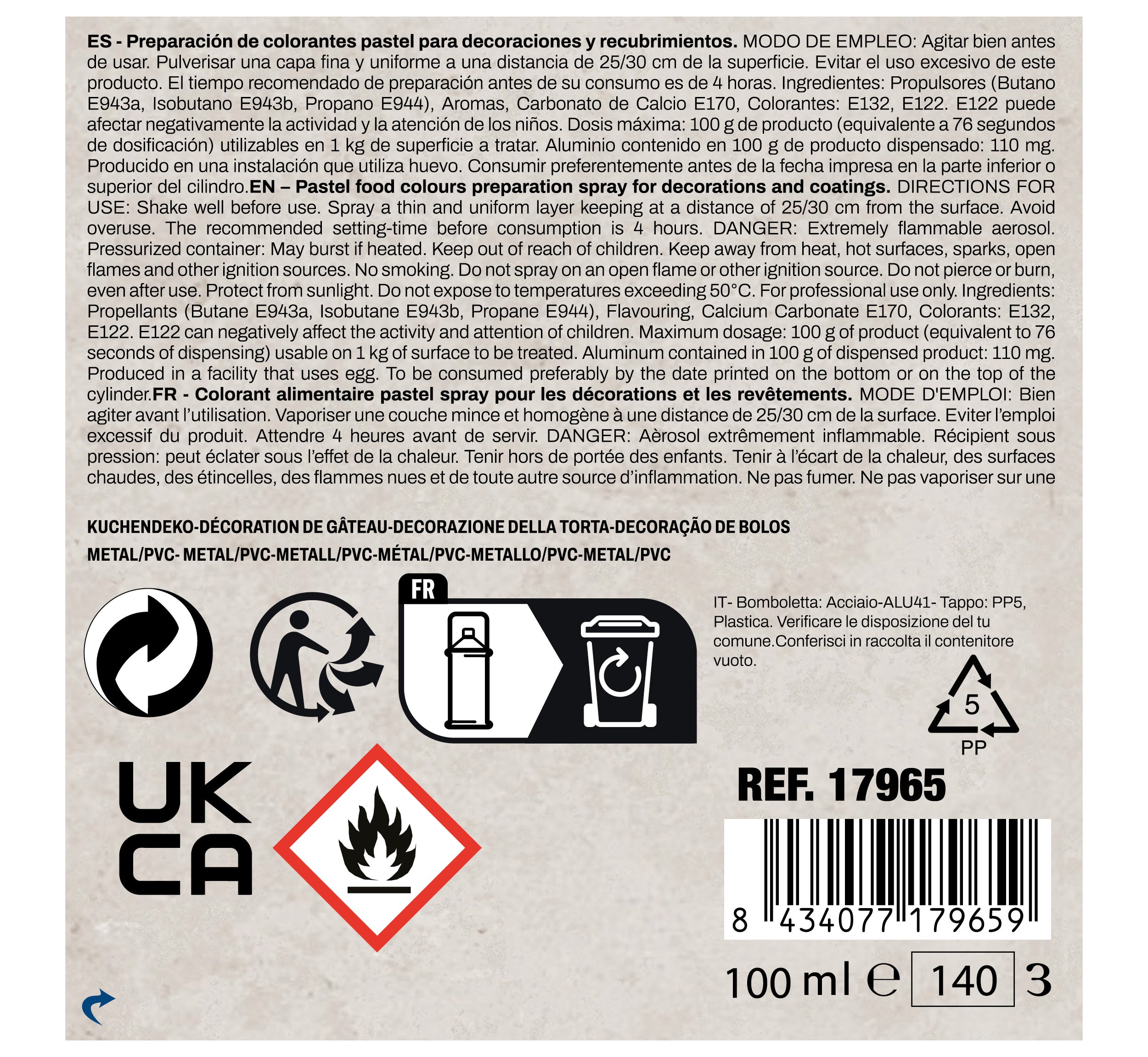CAKE DECORATION SPRAY, 100 ML