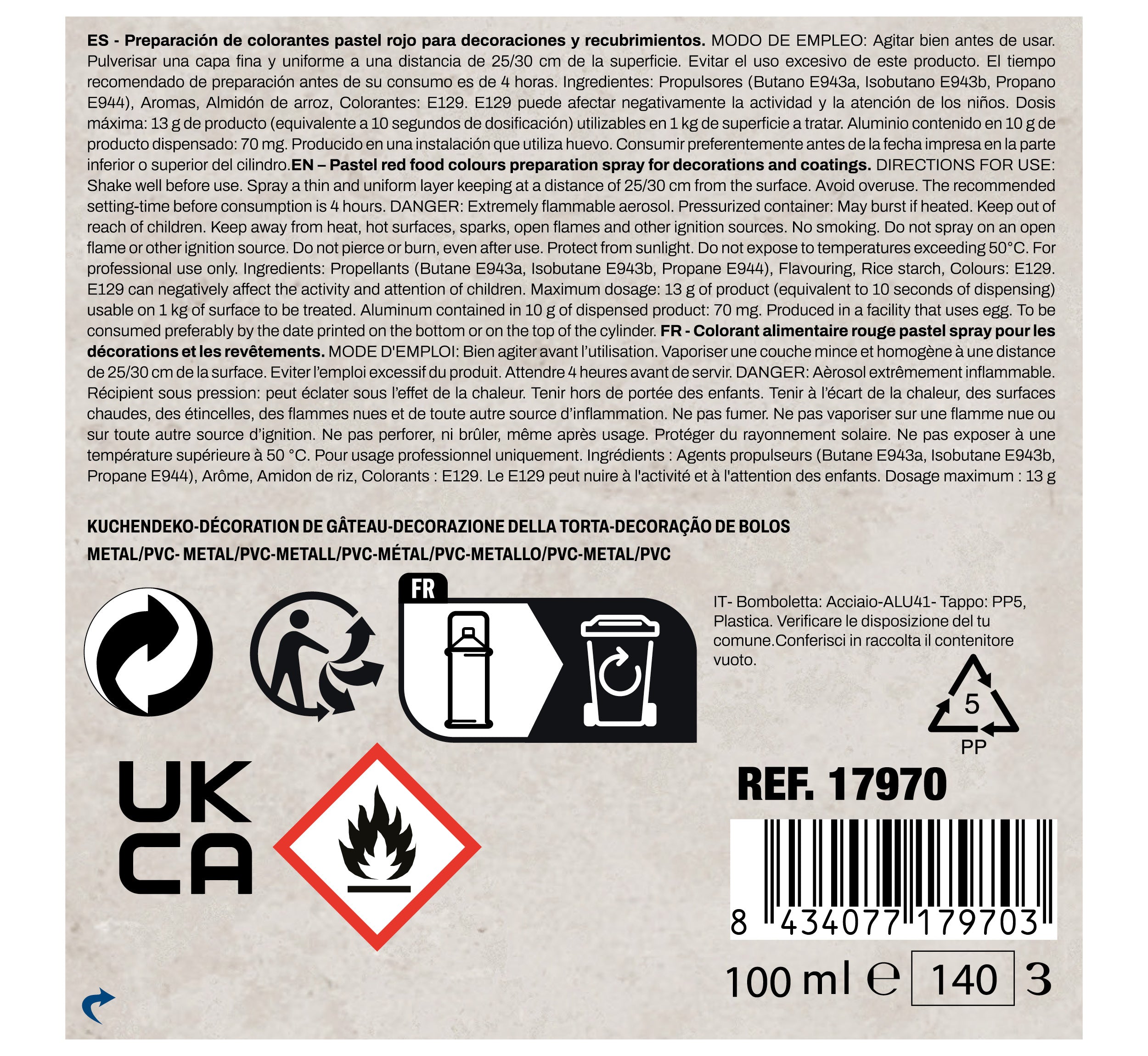 CAKE DECORATION SPRAY, 100 ML