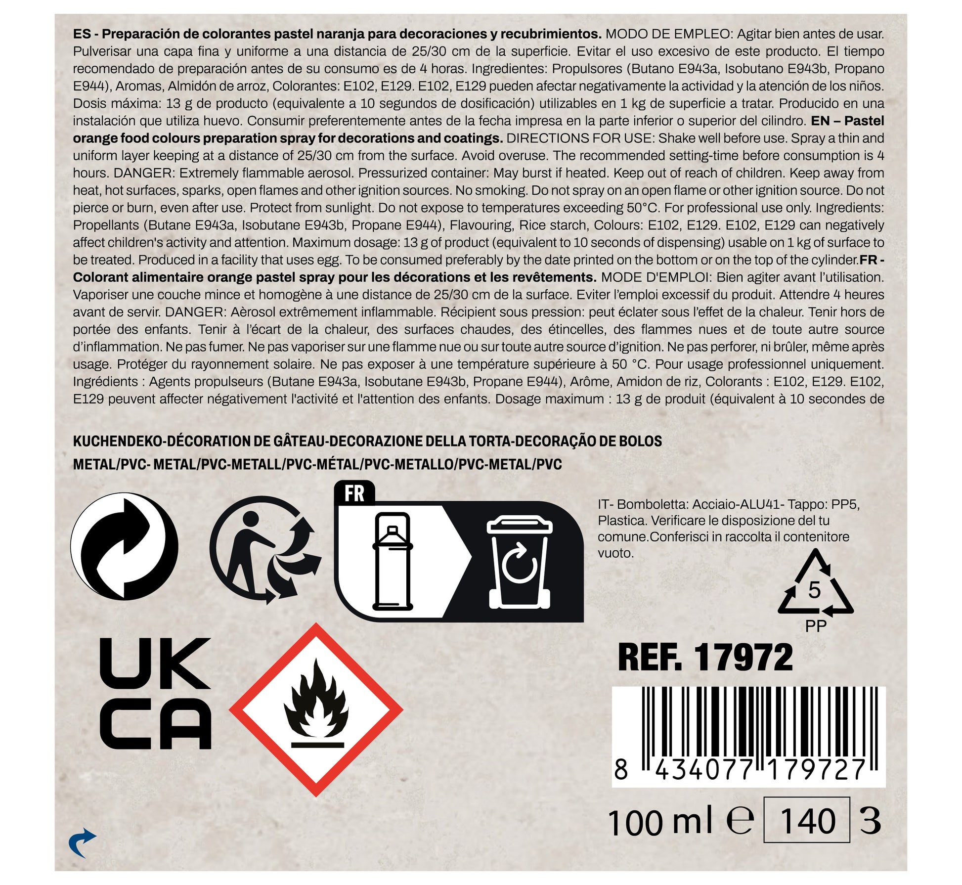 CAKE DECORATION SPRAY, 100 ML