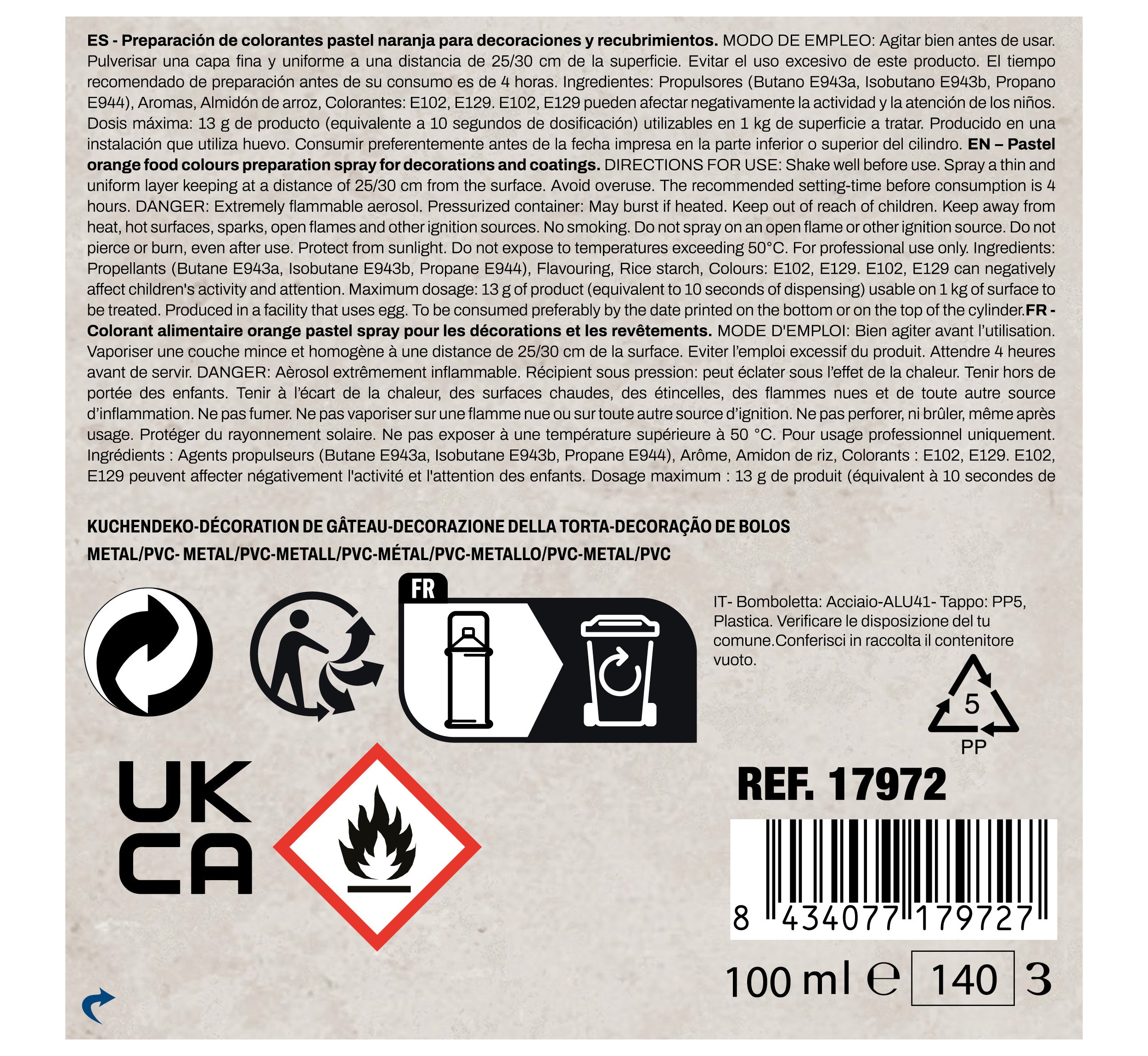 CAKE DECORATION SPRAY, 100 ML