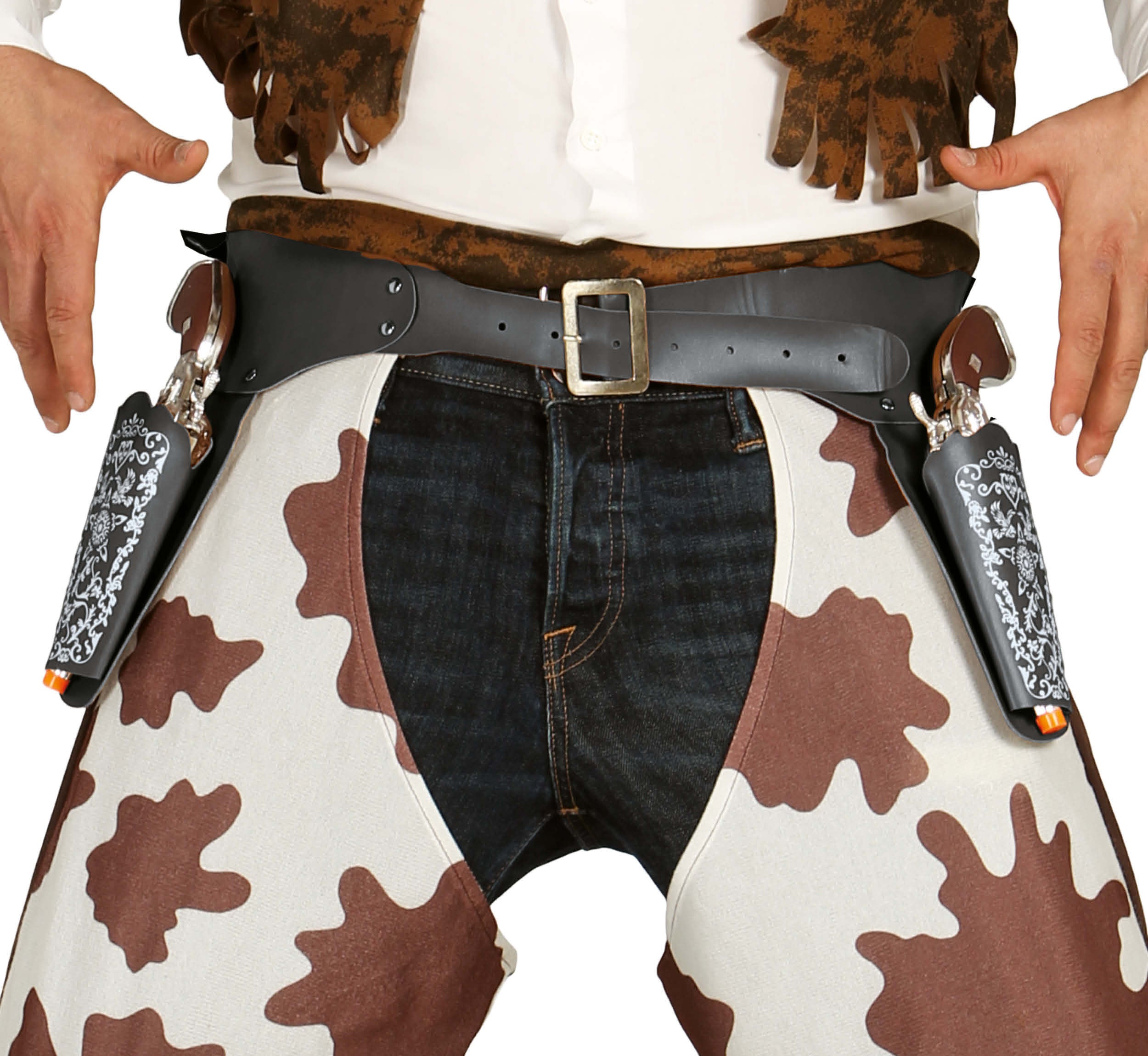 DOUBLE BLACK HOLSTER WITH TWO GUNS
