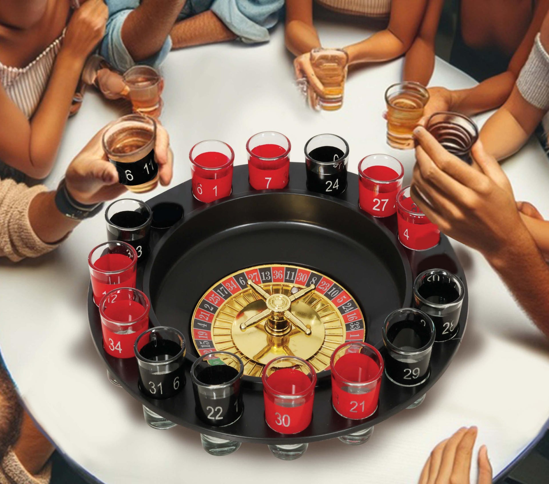 ROULETTE DRINKING GAME 29 CM, 16 GLASSES X 4.5 CM