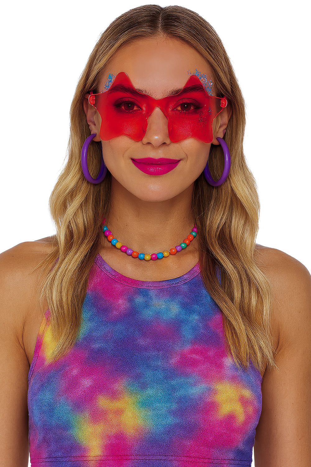 TRANSPARENT PINK STAR GLASSES