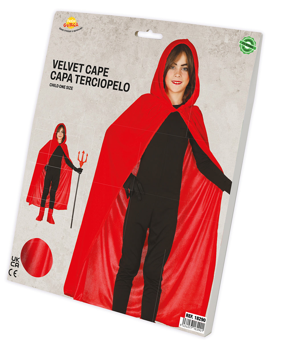 VELVET HOODED CAPE WITH HOOD, 100 CM