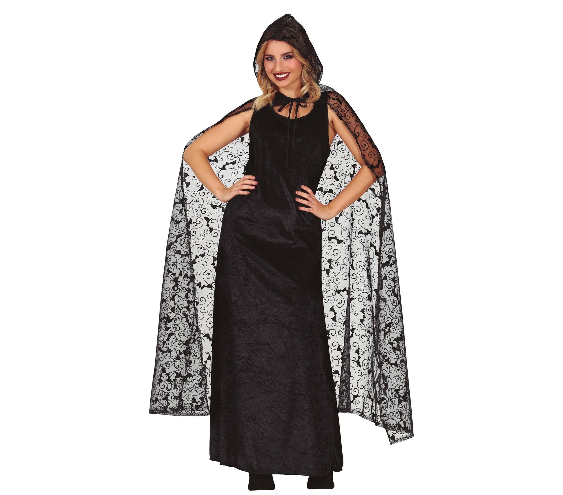 HALLOWEEN CAPE WITH HOOD, 120 CMS
