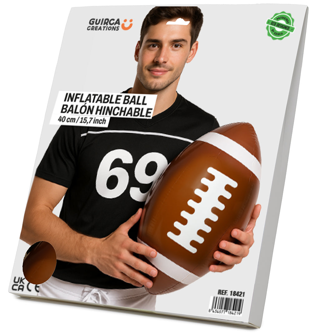 INFLATABLE RUGBY BALL,  40 CM