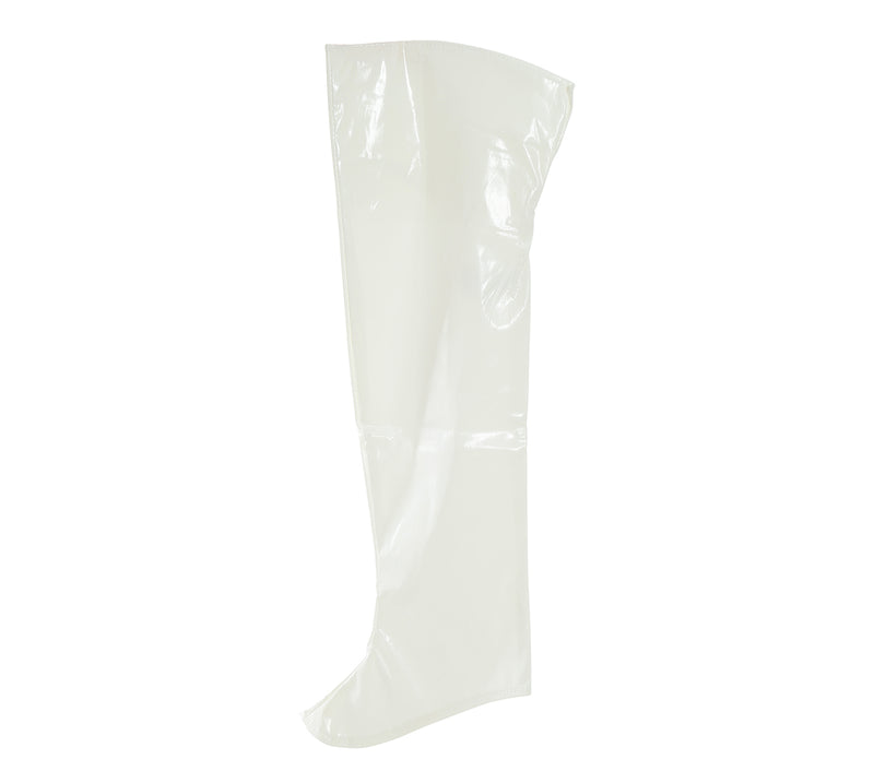 PAIR OF WHITE BOOT COVERS, 60 CMS