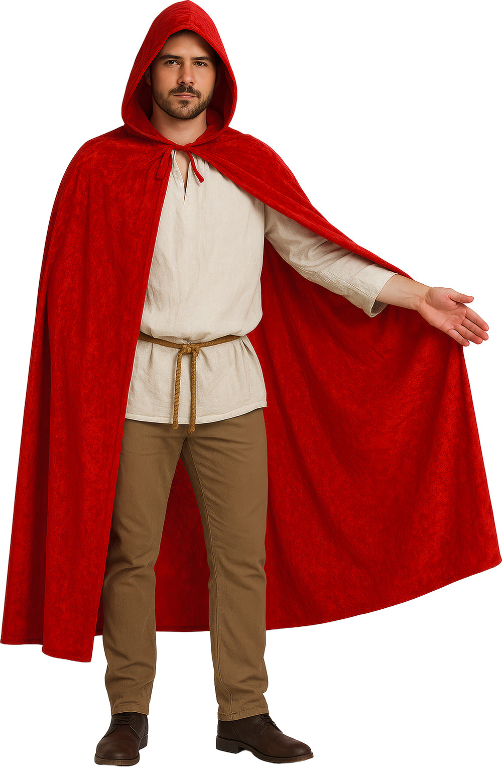 VELVET HOODED CAPE WITH HOOD, 130 CM