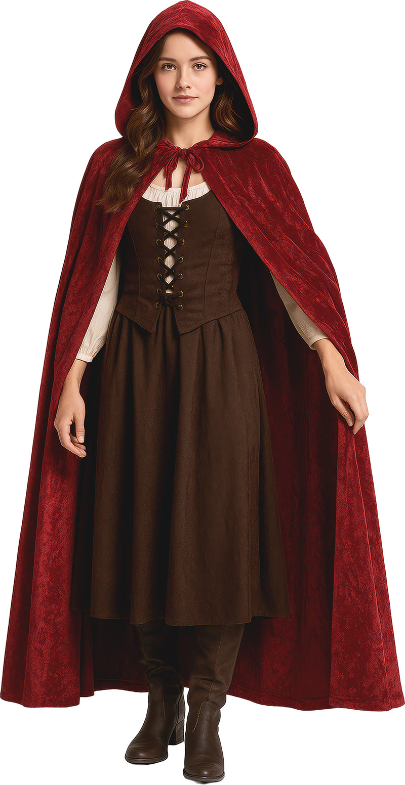 VELVET HOODED CAPE WITH HOOD, 130 CM