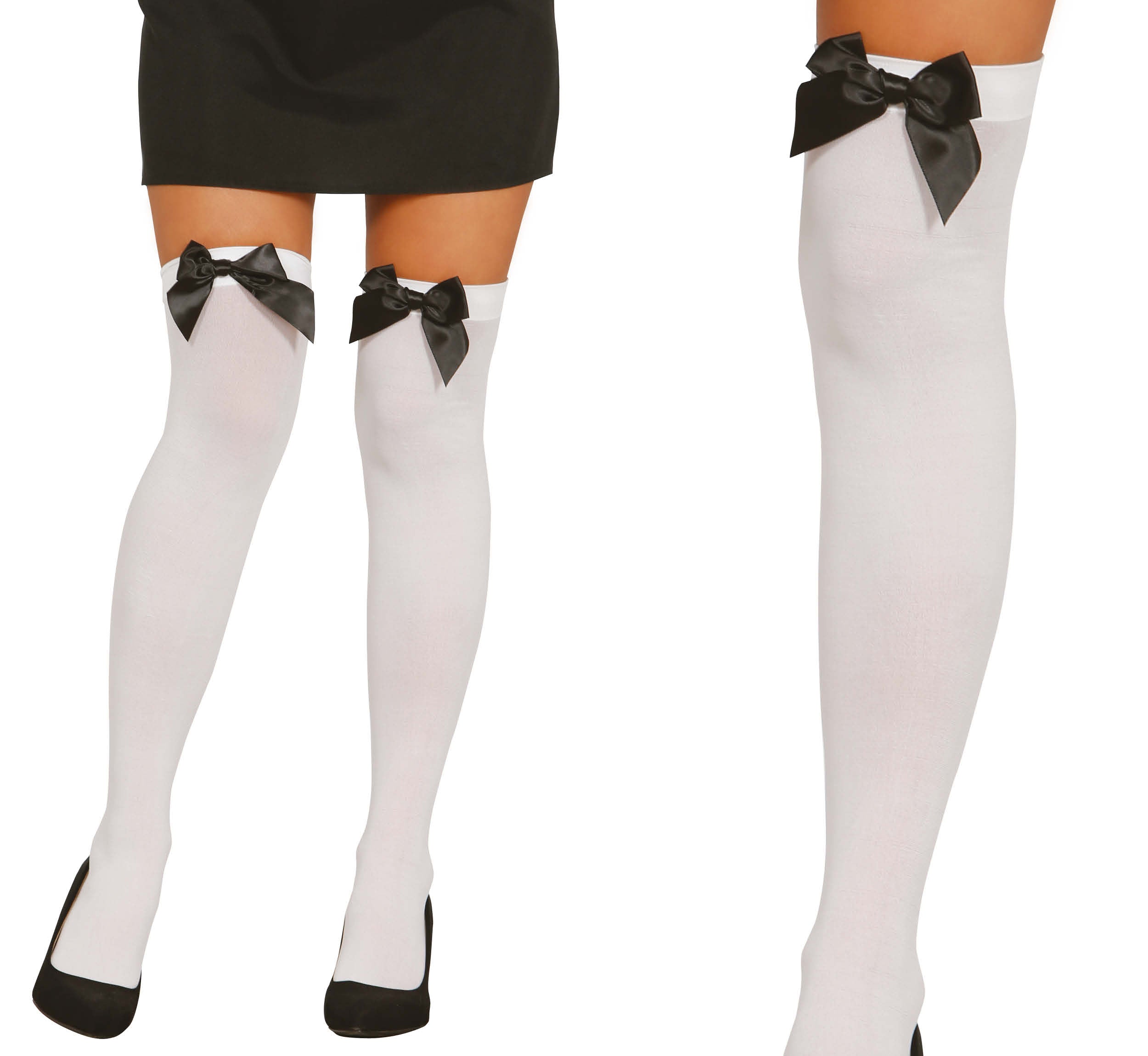 WHITE TIGHTS WITH RIBBON