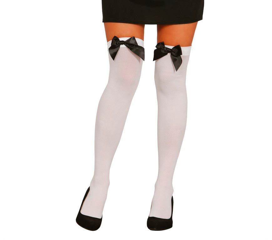 WHITE TIGHTS WITH RIBBON