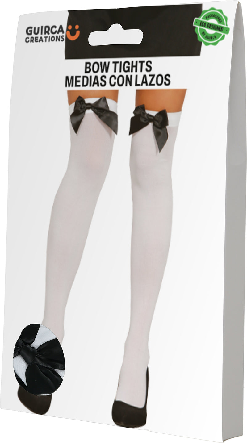 WHITE TIGHTS WITH RIBBON