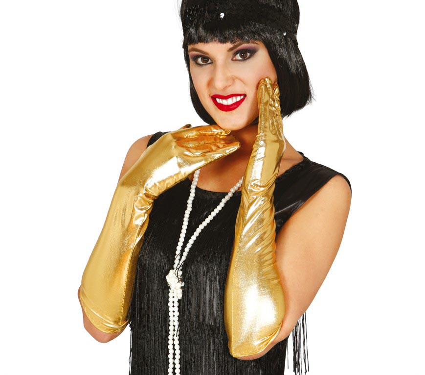 METALLIC GLOVES, 40 CM