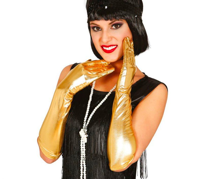 METALLIC GLOVES, 40 CM