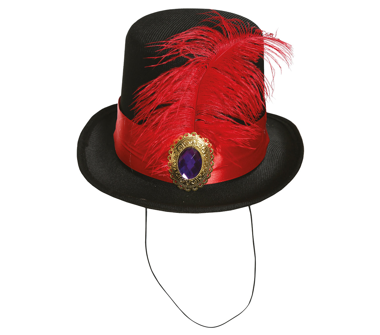 RED FEATHERED MINIHAT TOP HAT