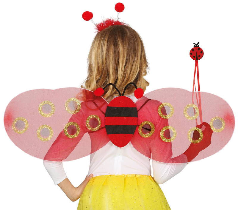 LADYBUG WINGS 78X26 CM WITH TIARA AND WA