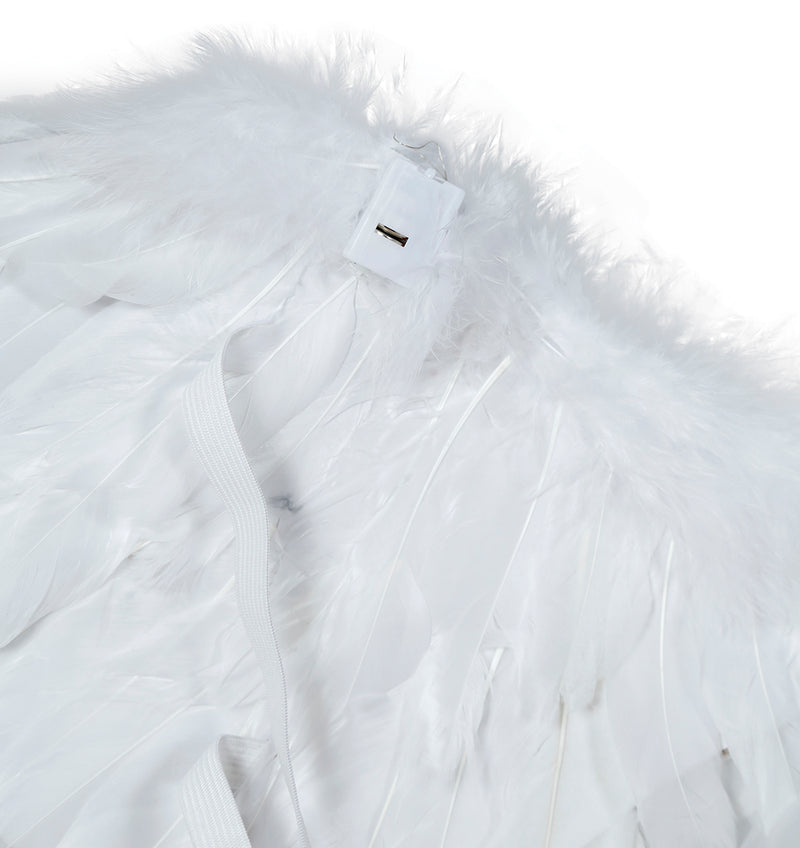 WHITE FEATHER WINGS WITH LIGHT 80X40 CM