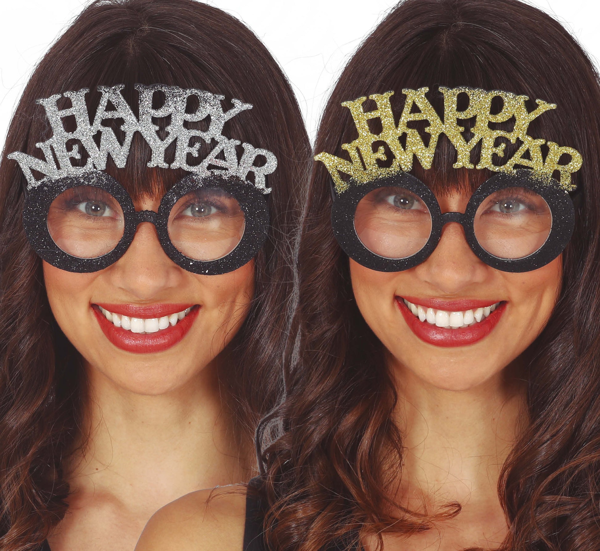 "HAPPY NEW YEAR" GLASSES SILVER AND GOLD