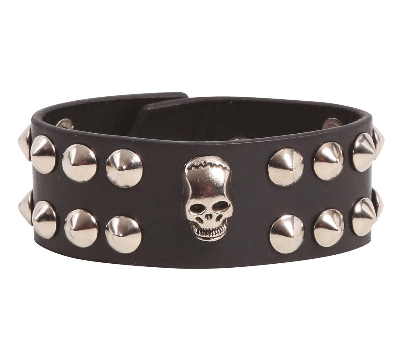 BLACK SKULL WRISTBAND LEATHER LIKE SKIN