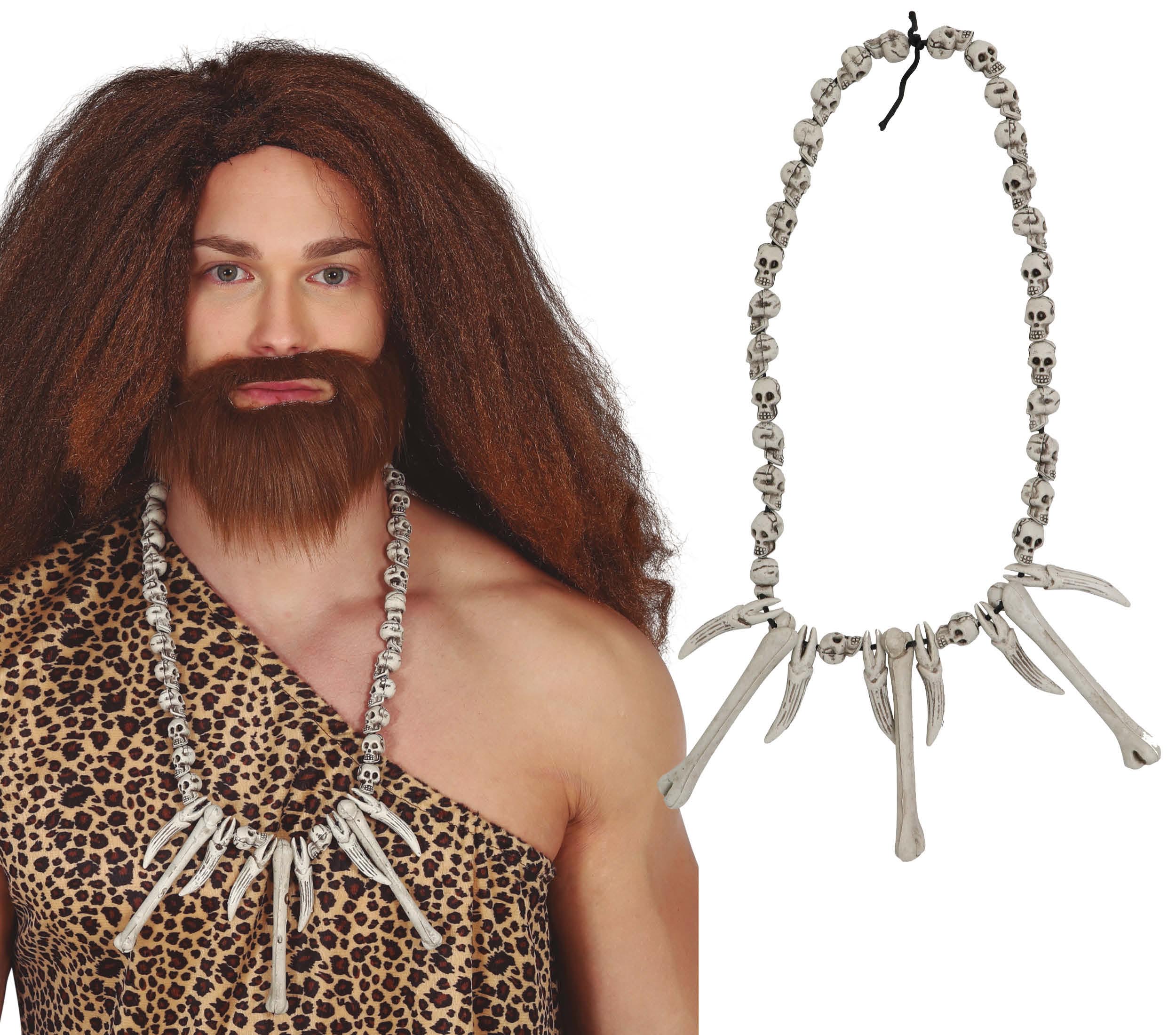 NECKLACE CAVEMAN WITH SKULL AND CROSSBONES