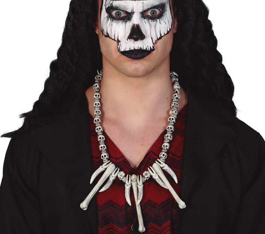 NECKLACE CAVEMAN WITH SKULL AND CROSSBONES