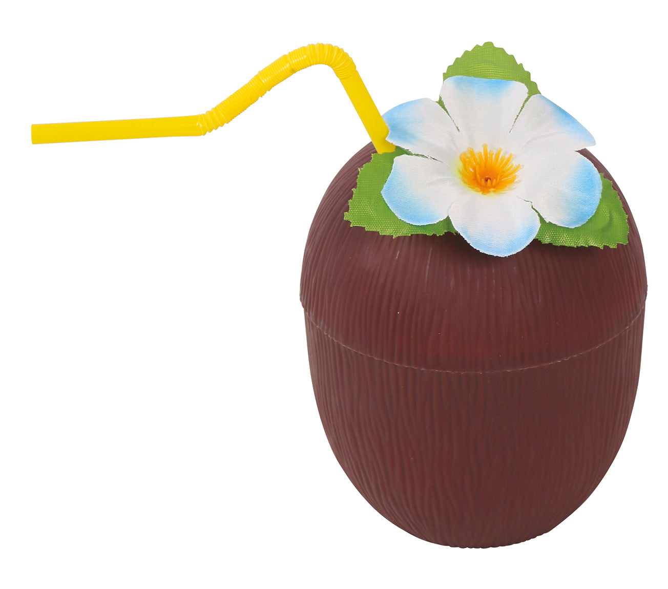 COCONUT GLASS WITH STRAW AND FLOWER, 16 CMS